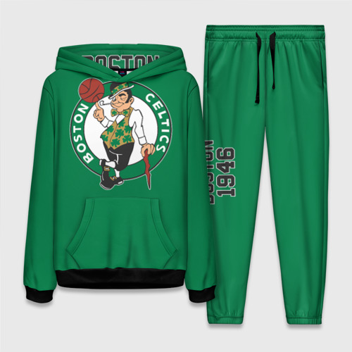 Женский костюм с толстовкой 3D Boston Celtics, цвет черный