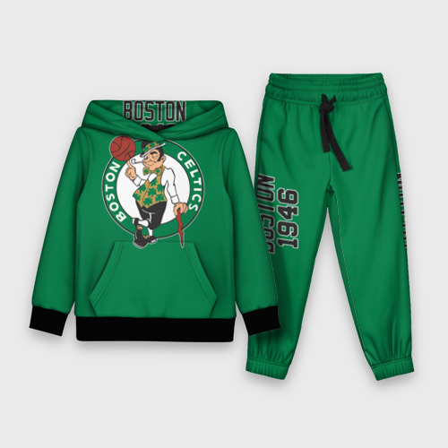 Детский костюм с толстовкой 3D Boston Celtics, цвет черный