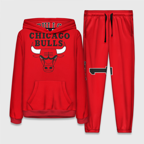 Женский костюм с толстовкой 3D Chicago Bulls, цвет красный