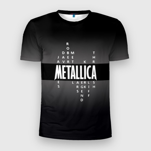 Мужская футболка 3D Slim с принтом Участники группы Metallica, вид спереди #2