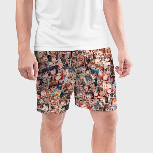 Мужские шорты спортивные Ahegao faces fhoto, цвет 3D печать - фото 3