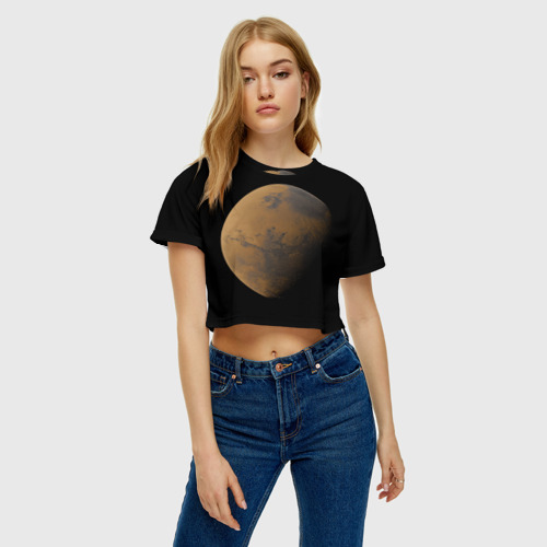 Женская футболка Crop-top 3D Марс, цвет 3D печать - фото 3