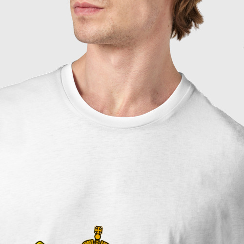 Мужская футболка хлопок Яков в золотом гербе РФ, цвет белый - фото 6