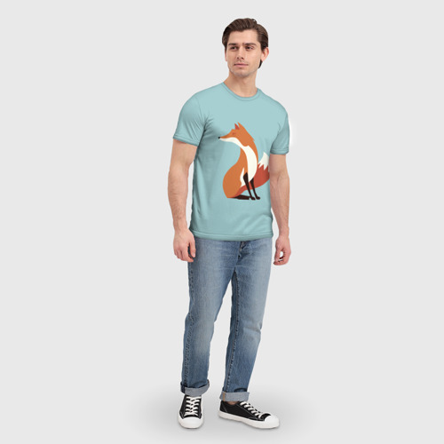 Мужская футболка 3D Лисичка минималистичная, цвет 3D печать - фото 5
