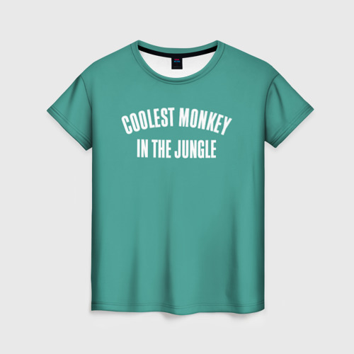 Женская футболка 3D с принтом Coolest monkey in the jungle, вид спереди #2