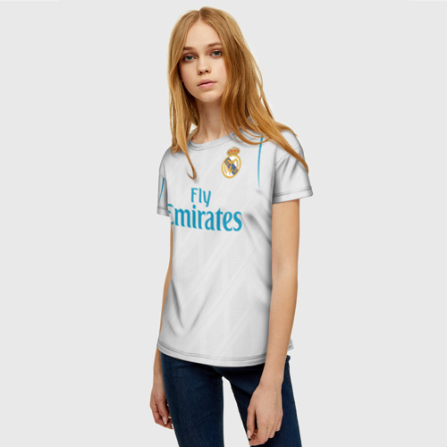 Женская футболка 3D с принтом Ramos 17-18, фото на моделе #1