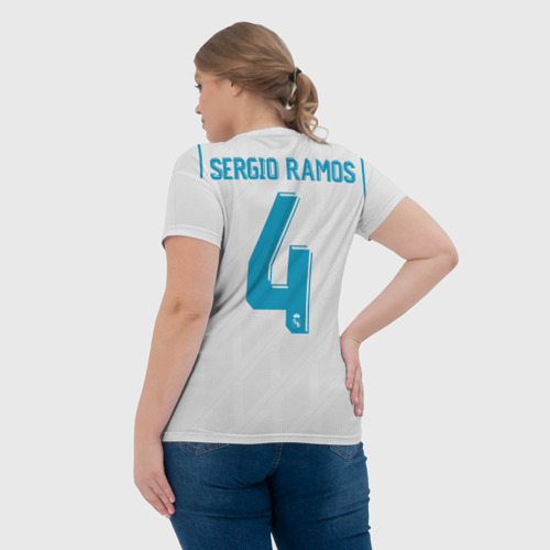 Женская футболка 3D с принтом Ramos 17-18, вид сзади #2