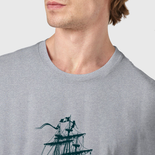 Мужская футболка хлопок Летучий Голландец, цвет меланж - фото 6
