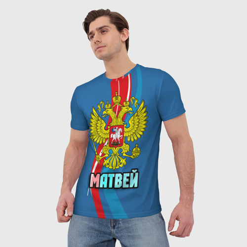 Мужская футболка 3D Герб Матвей, цвет 3D печать - фото 3