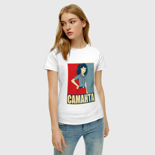 Женская футболка хлопок Саманта, цвет белый - фото 3