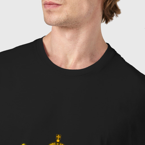 Мужская футболка хлопок Тарас в золотом гербе РФ, цвет черный - фото 6
