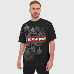 Мужская футболка oversize 3D Полиция белый герб РФ - фото 2