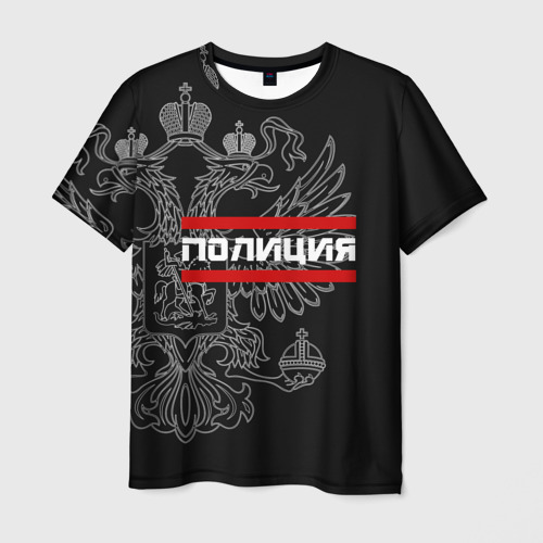 Мужская футболка 3D Полиция белый герб РФ