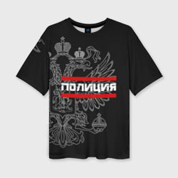 Женская футболка oversize 3D Полиция белый герб РФ