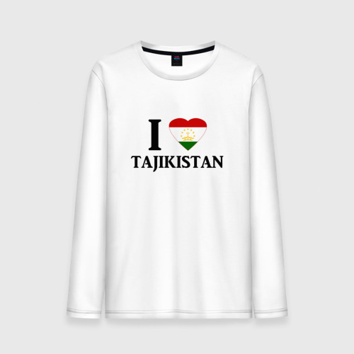 Мужской лонгслив хлопок с принтом Я люблю Таджикистан, вид спереди #2