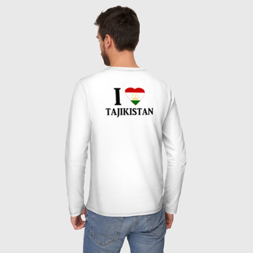 Мужской лонгслив хлопок с принтом Я люблю Таджикистан, вид сзади #2