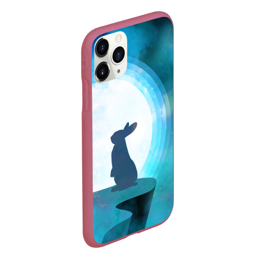 Чехол для iPhone 11 Pro Max матовый Влюбленная зайка, цвет малиновый - фото 3