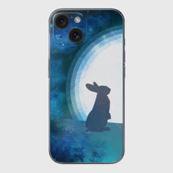 Чехол для iPhone 15 силиконовый с защитой камеры Влюбленный зайчик