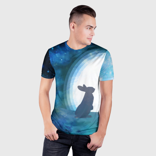 Мужская футболка 3D Slim Влюбленный зайчик, цвет 3D печать - фото 3
