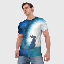 Мужская футболка 3D Влюбленный зайчик - фото 2