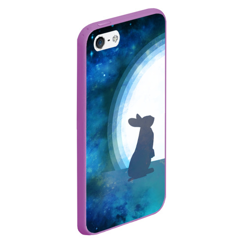 Чехол для iPhone 5/5S матовый Влюбленный зайчик, цвет фиолетовый - фото 3