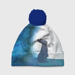 Шапка 3D c помпоном Влюбленный зайчик