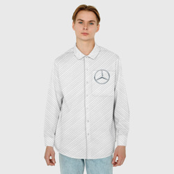 Мужская рубашка oversize 3D Mercedes Benz carbon - фото 2