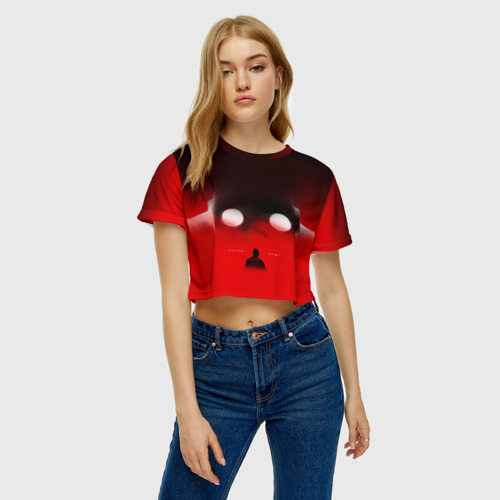 Женская футболка Crop-top 3D Хаски Крот, цвет 3D печать - фото 3