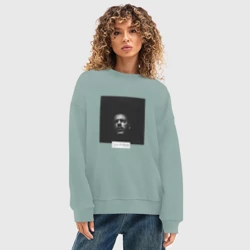 Женский свитшот oversize без начеса хлопок Смотрящий - фото 2