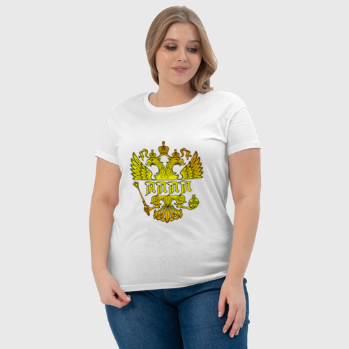 Женская футболка хлопок Алла в золотом гербе РФ - фото 6