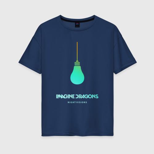Женская футболка хлопок Oversize Imagine Dragons, цвет темно-синий