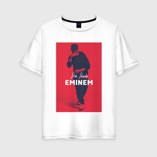 Женская футболка из хлопка оверсайз с принтом Eminem Slim Shady, вид спереди №1