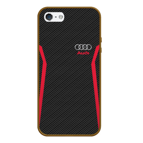 Чехол для iPhone 5/5S матовый Audi sport carbon, цвет коричневый