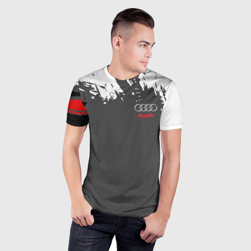 Мужская футболка 3D Slim AUDI | АУДИ, цвет 3D печать - фото 3