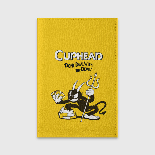 Обложка для паспорта матовая кожа Cuphead, цвет синий