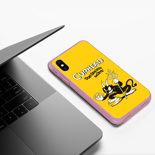 Чехол для iPhone XS Max матовый Cuphead, цвет розовый - фото 5