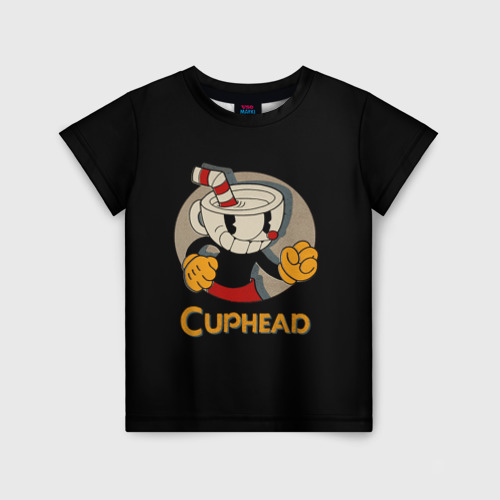 Детская футболка с принтом Cuphead, вид спереди №1