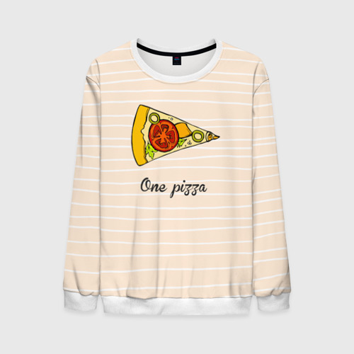 Мужской свитшот 3D One Love, One Pizza, цвет белый