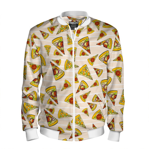 Мужской бомбер 3D Pizza love, цвет белый