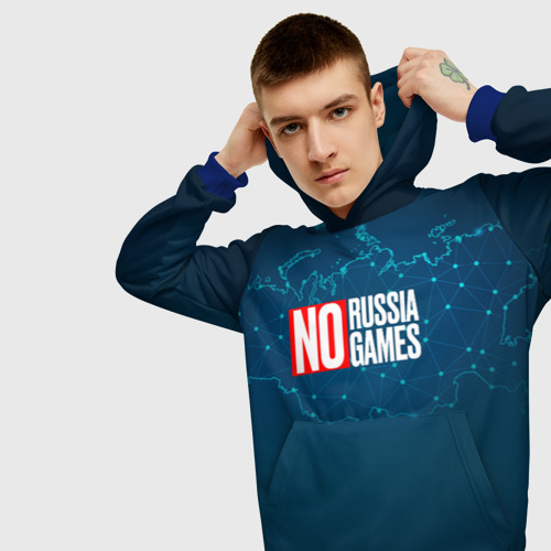 Мужская толстовка 3D #NORUSSIANOGAMES, цвет синий - фото 5