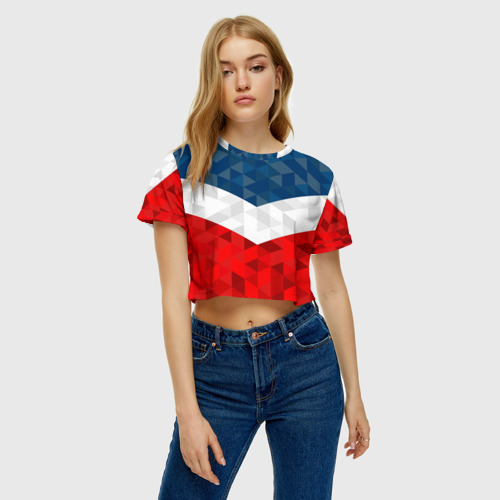 Женская футболка Crop-top 3D Форма России, цвет 3D печать - фото 4