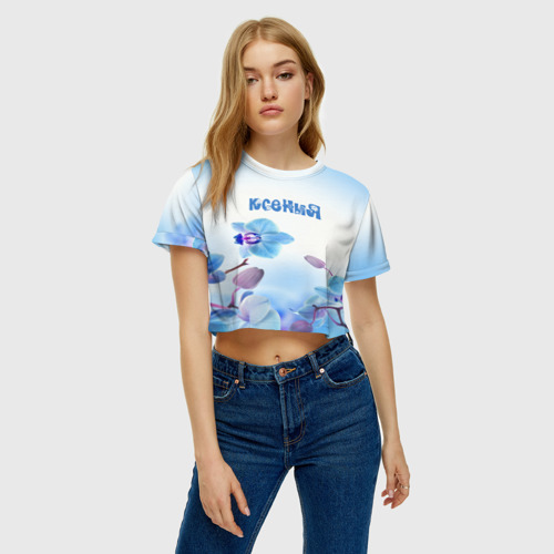 Женская футболка Crop-top 3D Ксения, цвет 3D печать - фото 3