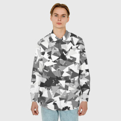 Мужская рубашка oversize 3D Городской серый камуфляж - фото 2