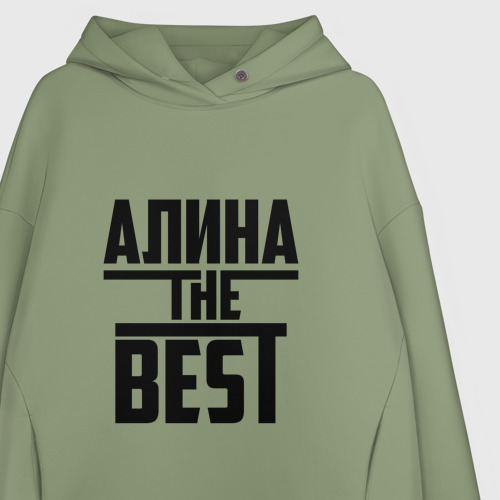 Женское худи Oversize хлопок Алина the best, цвет авокадо - фото 3