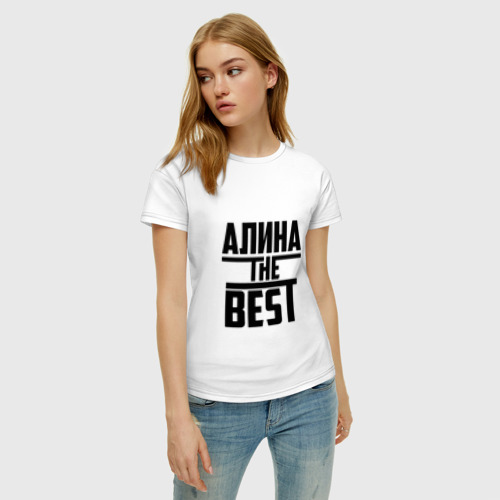 Женская футболка хлопок Алина the best, цвет белый - фото 3