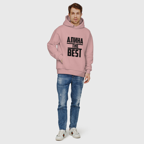 Мужское худи Oversize хлопок Алина the best, цвет пыльно-розовый - фото 6