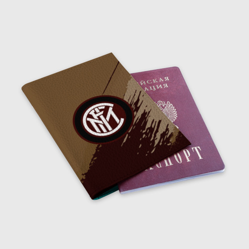 Обложка для паспорта матовая кожа FC Inter abstract style, цвет бирюзовый - фото 3