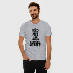 Мужская футболка хлопок Slim Keep calm and listen Suicide Silence - фото 2
