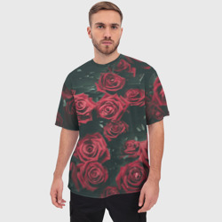 Мужская футболка oversize 3D Цветы Розы - фото 2