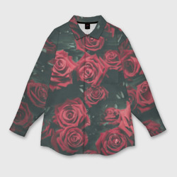 Мужская рубашка oversize 3D Цветы Розы